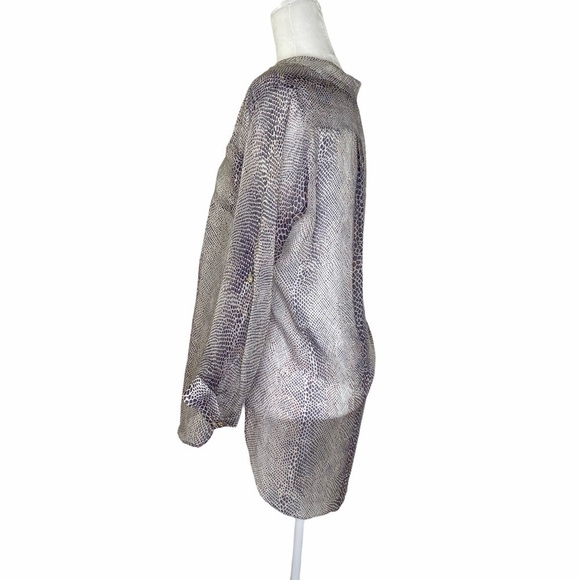 JAK Snakeskin Print Sheer Silk Popover Blouse Medium - Picture 2 of 6